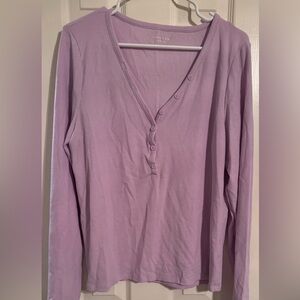 American Eagle Lavender Waffle Knit Henley Button Up Long Sleeve Shirt  XXL New